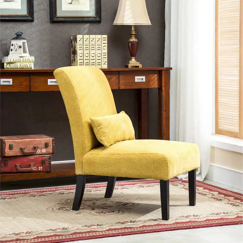 Fauteuil d'appoint moderne avec dossier haut de 80,6 cm, revêtement en polyester, oreiller et pieds fuselés