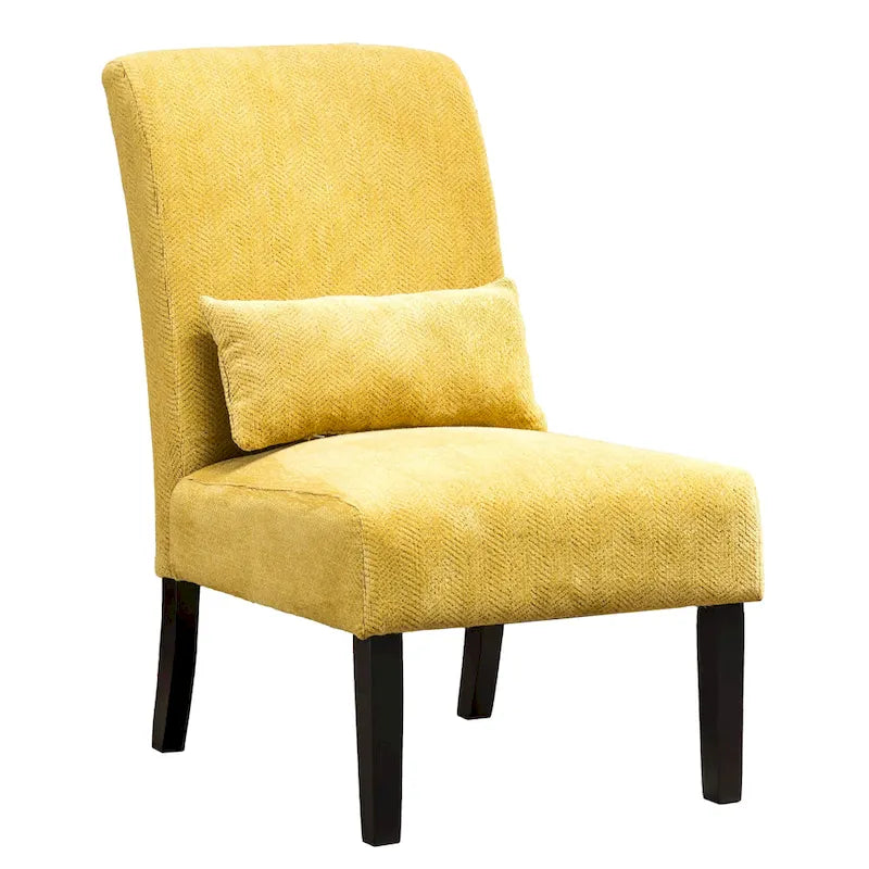 Fauteuil d'appoint moderne avec dossier haut de 80,6 cm, revêtement en polyester, oreiller et pieds fuselés