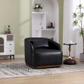 Fauteuil crapaud pivotant à 360° en similicuir noir moderne de 80 cm avec base en métal pour salon