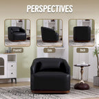 Fauteuil crapaud pivotant à 360° en similicuir noir moderne de 80 cm avec base en métal pour salon
