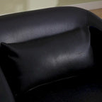 Fauteuil crapaud pivotant à 360° en similicuir noir moderne de 80 cm avec base en métal pour salon