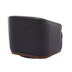 Fauteuil crapaud pivotant à 360° en similicuir noir moderne de 80 cm avec base en métal pour salon