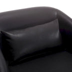Fauteuil crapaud pivotant à 360° en similicuir noir moderne de 80 cm avec base en métal pour salon