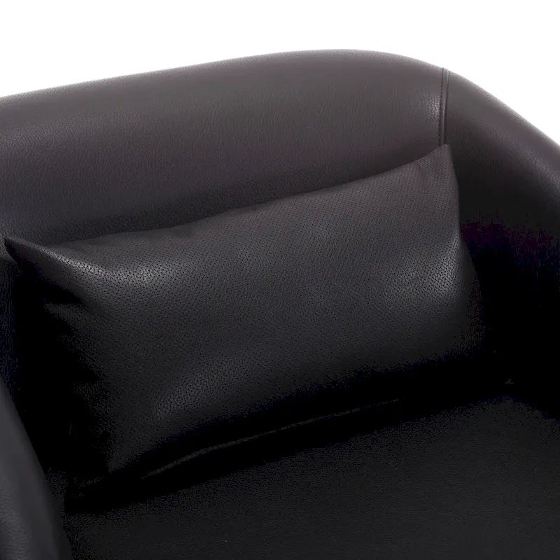 Fauteuil crapaud pivotant à 360° en similicuir noir moderne de 80 cm avec base en métal pour salon