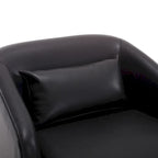 Fauteuil crapaud pivotant à 360° en similicuir noir moderne de 80 cm avec base en métal pour salon
