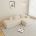 Canapé d'angle modulable 5 places en forme de L moderne 105.51 avec méridienne, en tissu sherpa doux en peau d'agneau