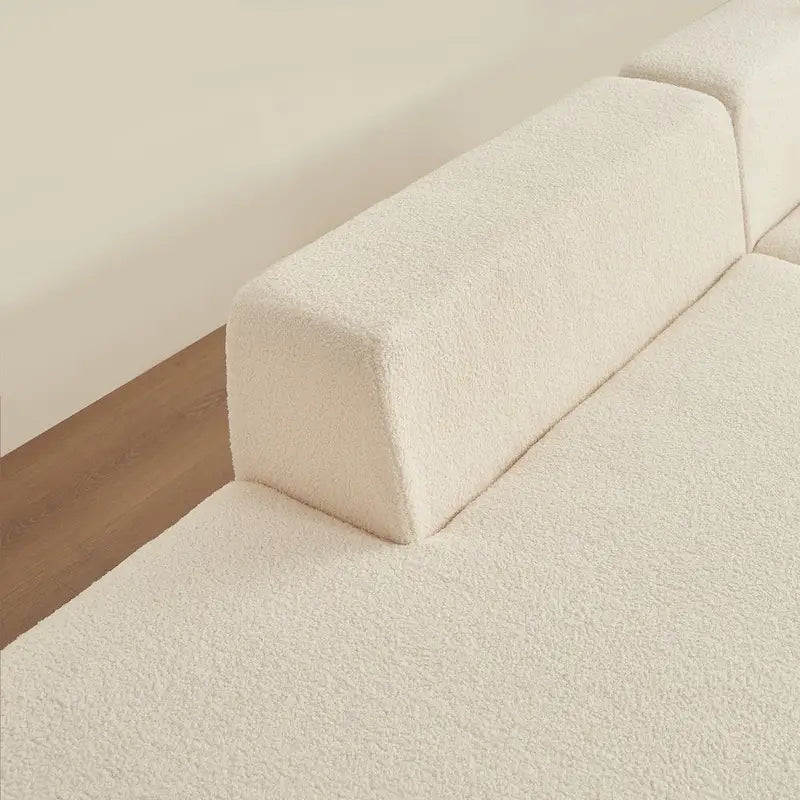 Canapé d'angle modulable 5 places en forme de L moderne 105.51 avec méridienne, en tissu sherpa doux en peau d'agneau