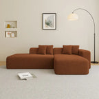 Canapé d'angle modulable 5 places en forme de L moderne 105.51 avec méridienne, en tissu sherpa doux en peau d'agneau