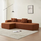 Canapé d'angle modulable 5 places en forme de L moderne 105.51 avec méridienne, en tissu sherpa doux en peau d'agneau
