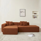 Canapé d'angle modulable 5 places en forme de L moderne 105.51 avec méridienne, en tissu sherpa doux en peau d'agneau