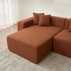 Canapé d'angle modulable 5 places en forme de L moderne 105.51 avec méridienne, en tissu sherpa doux en peau d'agneau