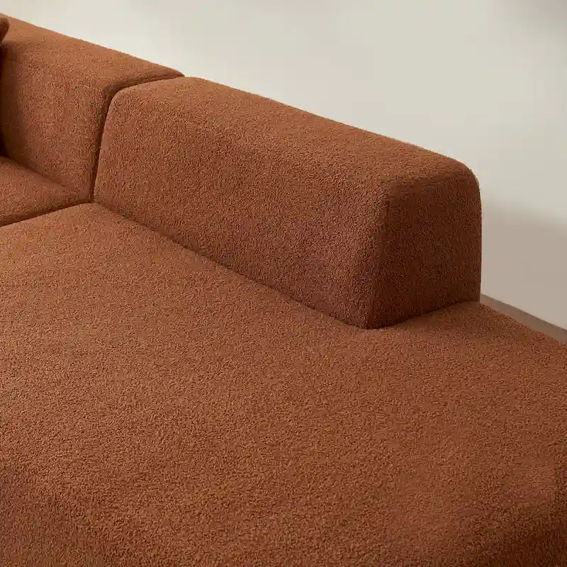 Canapé d'angle modulable 5 places en forme de L moderne 105.51 avec méridienne, en tissu sherpa doux en peau d'agneau