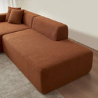 Canapé d'angle modulable 5 places en forme de L moderne 105.51 avec méridienne, en tissu sherpa doux en peau d'agneau