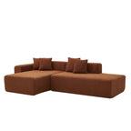 Canapé d'angle modulable 5 places en forme de L moderne 105.51 avec méridienne, en tissu sherpa doux en peau d'agneau