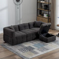 Canapé sectionnel 4 places en tissu 87,7 po avec ottoman mobile, 2 ports USB et 2 coussins lombaires, idéal pour le salon