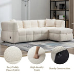 Canapé sectionnel 4 places en tissu 87,7 po avec ottoman mobile, 2 ports USB et 2 coussins lombaires, idéal pour le salon