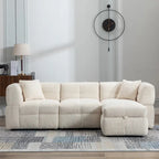 Canapé sectionnel 4 places en tissu 87,7 po avec ottoman mobile, 2 ports USB et 2 coussins lombaires, idéal pour le salon
