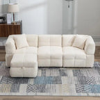 Canapé sectionnel 4 places en tissu 87,7 po avec ottoman mobile, 2 ports USB et 2 coussins lombaires, idéal pour le salon