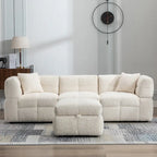 Canapé sectionnel 4 places en tissu 87,7 po avec ottoman mobile, 2 ports USB et 2 coussins lombaires, idéal pour le salon