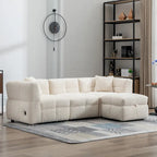 Canapé sectionnel 4 places en tissu 87,7 po avec ottoman mobile, 2 ports USB et 2 coussins lombaires, idéal pour le salon