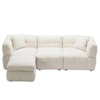 Canapé sectionnel 4 places en tissu 87,7 po avec ottoman mobile, 2 ports USB et 2 coussins lombaires, idéal pour le salon