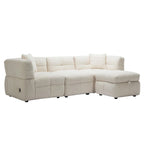 Canapé sectionnel 4 places en tissu 87,7 po avec ottoman mobile, 2 ports USB et 2 coussins lombaires, idéal pour le salon