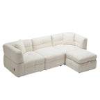 Canapé sectionnel 4 places en tissu 87,7 po avec ottoman mobile, 2 ports USB et 2 coussins lombaires, idéal pour le salon