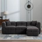 Canapé sectionnel 4 places en tissu 87,7 po avec ottoman mobile, 2 ports USB et 2 coussins lombaires, idéal pour le salon