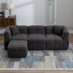 Canapé sectionnel 4 places en tissu 87,7 po avec ottoman mobile, 2 ports USB et 2 coussins lombaires, idéal pour le salon