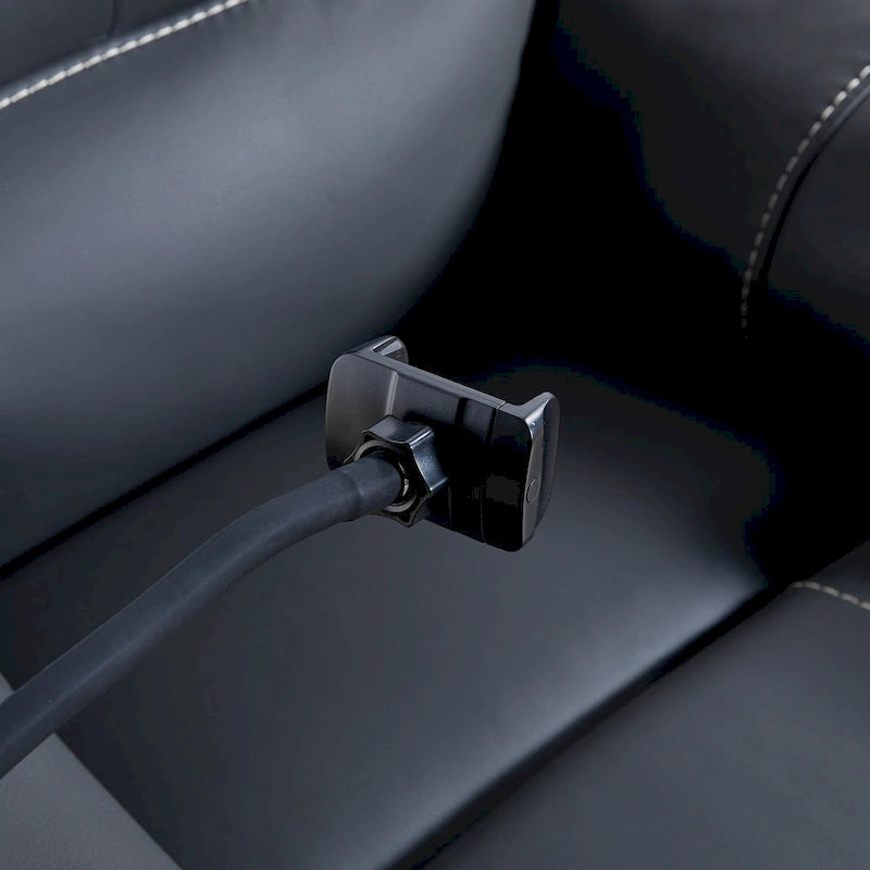 Fauteuil inclinable électrique noir, avec massage, chauffage, ports USB, support de téléphone et poches latérales, inclinaison réglable jusqu'à 139