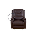 Fauteuil inclinable électrique noir, avec massage, chauffage, ports USB, support de téléphone et poches latérales, inclinaison réglable jusqu'à 139