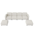 Canapé modulable en velours 6 places en U avec deux poufs, design réversible pour un espace de vie personnalisable