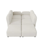 Canapé modulable en velours 6 places en U avec deux poufs, design réversible pour un espace de vie personnalisable