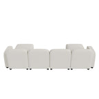 Canapé modulable en velours 6 places en U avec deux poufs, design réversible pour un espace de vie personnalisable