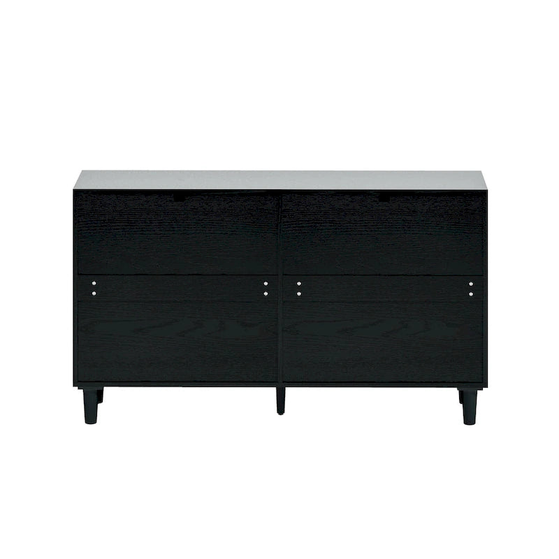 Commode double en rotin à 6 tiroirs avec poignées en métal, pieds en bois, armoire de rangement pour vêtements de chambre à coucher