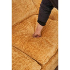 Canapé sectionnel d'angle en chenille jaune de 258 cm avec ottoman – Capacité de 360 kg, ressorts ensachés