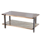 Table basse en métal couleur champagne avec miroir fumé et plateau en faux marbre – 45 po