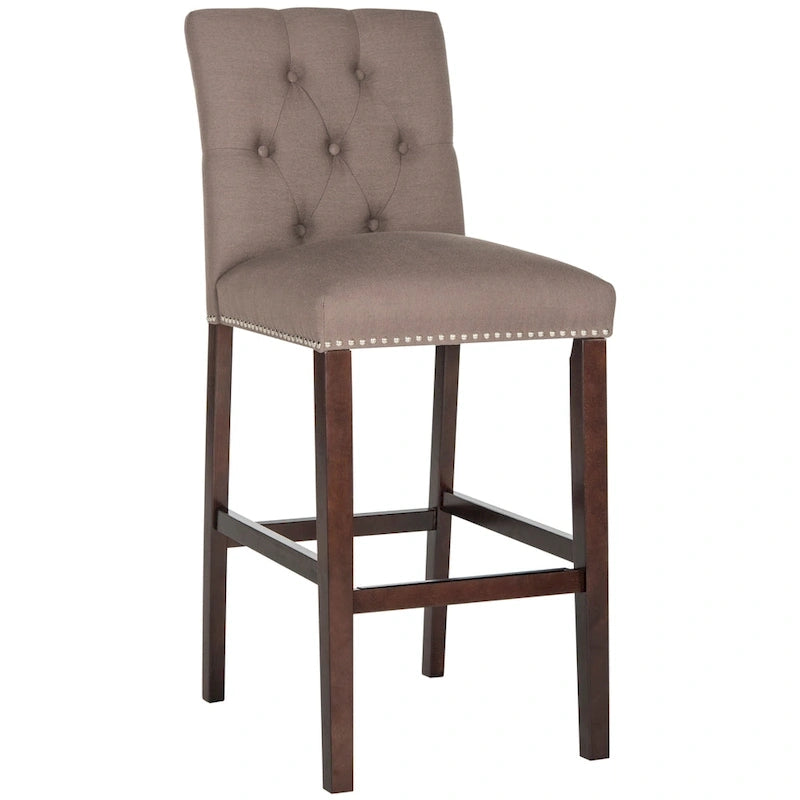 Tabouret de bar tapissé et capitonné de 31,5 po avec pieds espresso – Ensemble de 2