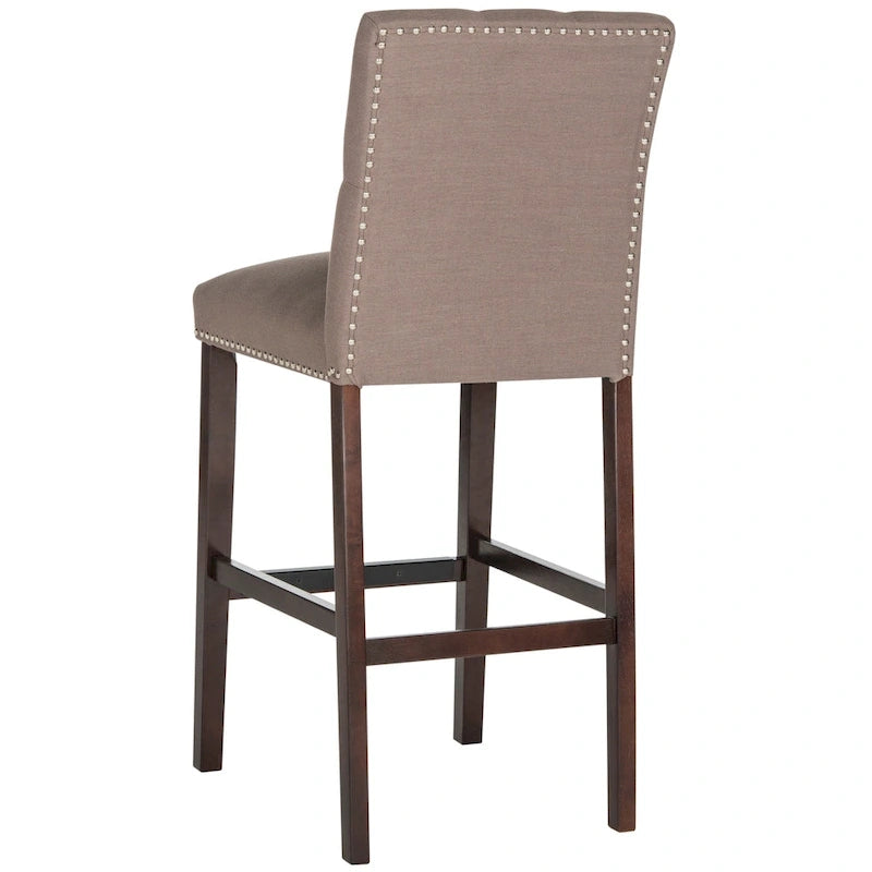 Tabouret de bar tapissé et capitonné de 31,5 po avec pieds espresso – Ensemble de 2