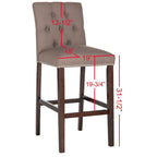 Tabouret de bar tapissé et capitonné de 31,5 po avec pieds espresso – Ensemble de 2