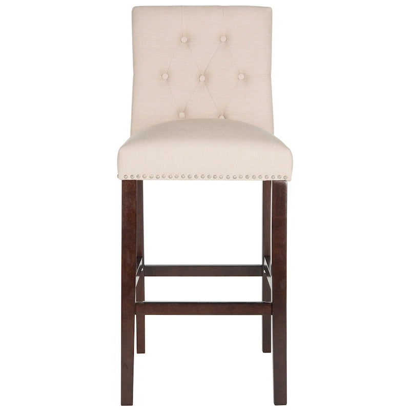 Tabouret de bar tapissé et capitonné de 31,5 po avec pieds espresso – Ensemble de 2