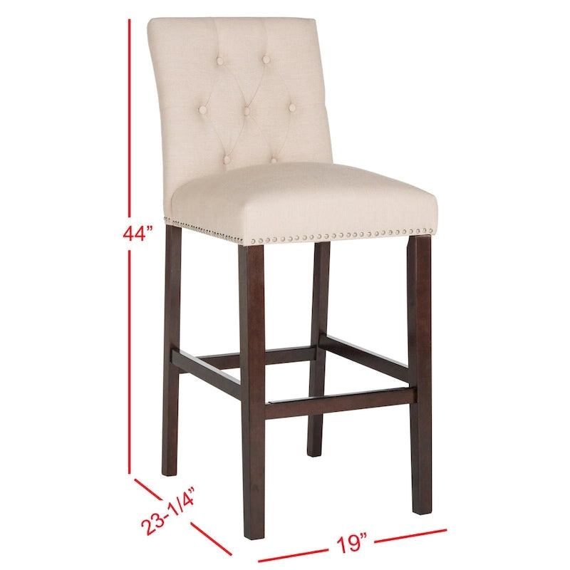 Tabouret de bar tapissé et capitonné de 31,5 po avec pieds espresso – Ensemble de 2