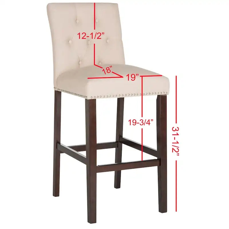 Tabouret de bar tapissé et capitonné de 31,5 po avec pieds espresso – Ensemble de 2