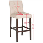 Tabouret de bar tapissé et capitonné de 31,5 po avec pieds espresso – Ensemble de 2