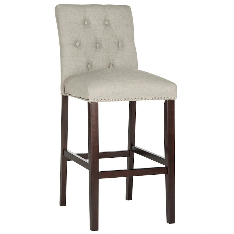 Tabouret de bar tapissé et capitonné de 31,5 po avec pieds espresso – Ensemble de 2