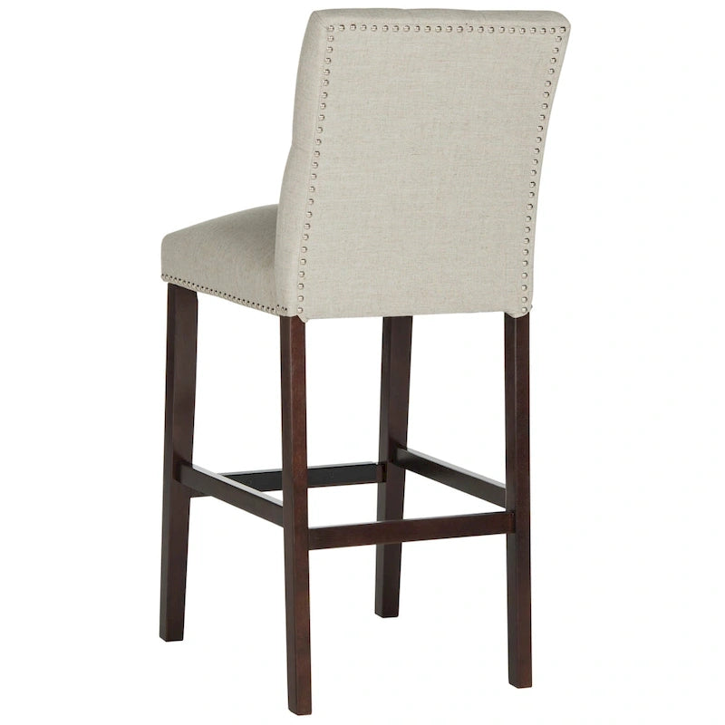 Tabouret de bar tapissé et capitonné de 31,5 po avec pieds espresso – Ensemble de 2