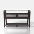 Table console de canapé 47" Espresso moderne avec 2 armoires à abattant et étagères ouvertes