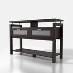 Table console de canapé 47" Espresso moderne avec 2 armoires à abattant et étagères ouvertes