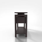 Table console de canapé 47" Espresso moderne avec 2 armoires à abattant et étagères ouvertes
