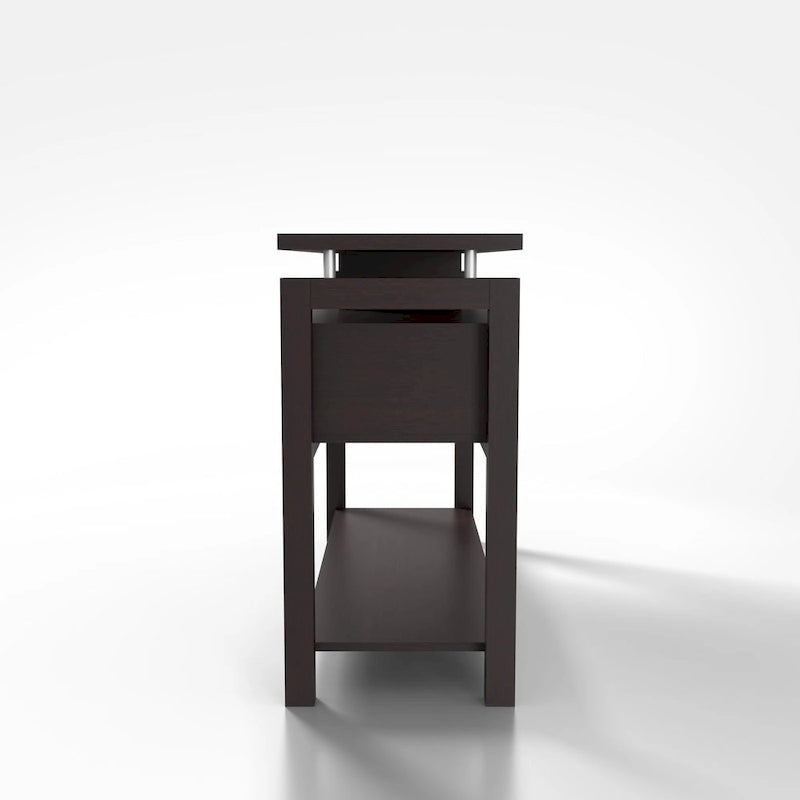 Table console de canapé 47" Espresso moderne avec 2 armoires à abattant et étagères ouvertes